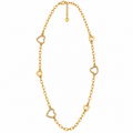 Collier / Sautoir Multi Coeurs Cristaux et Dorés Luxe