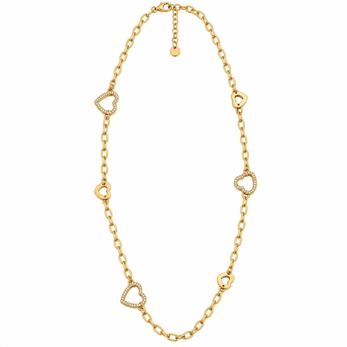 Collier / Sautoir Multi Coeurs Cristaux et Dorés Luxe