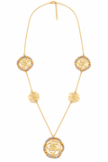 Collier / Sautoir Multi Fleurs Luxe Tour Boules Tricolores