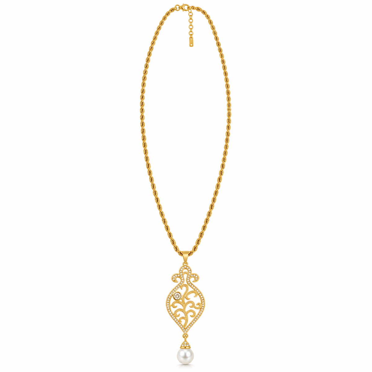 Collier / Sautoir Arabesque Perle d'imitation Blanche Luxe