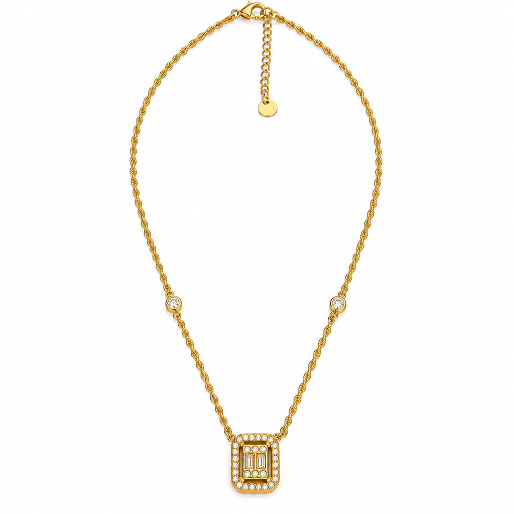 Collier Torsade Cristaux Rectangles Tour Cristaux Luxe