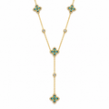 Collier Trèfles Bleus Pointus Tour Cristaux Luxe Descendant