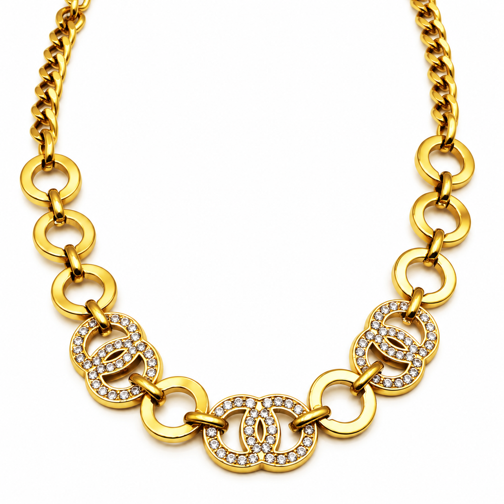 Collier Tresse Multi Double C Luxe Cristaux