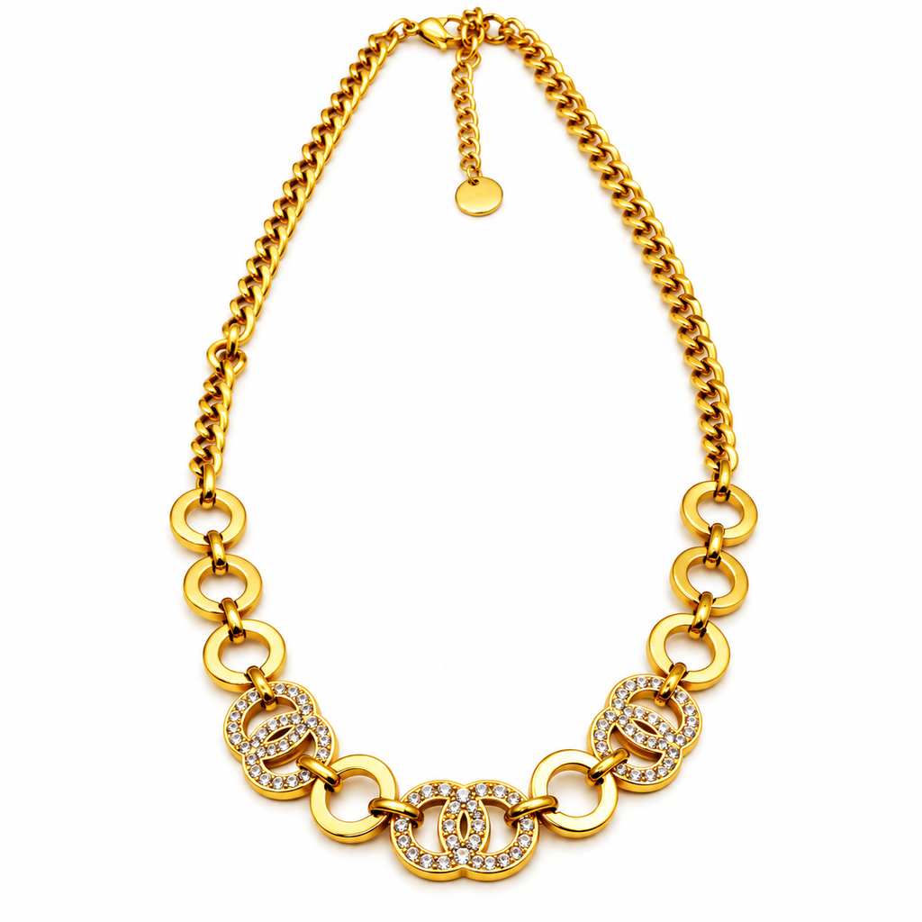 Collier Tresse Multi Double C Luxe Cristaux
