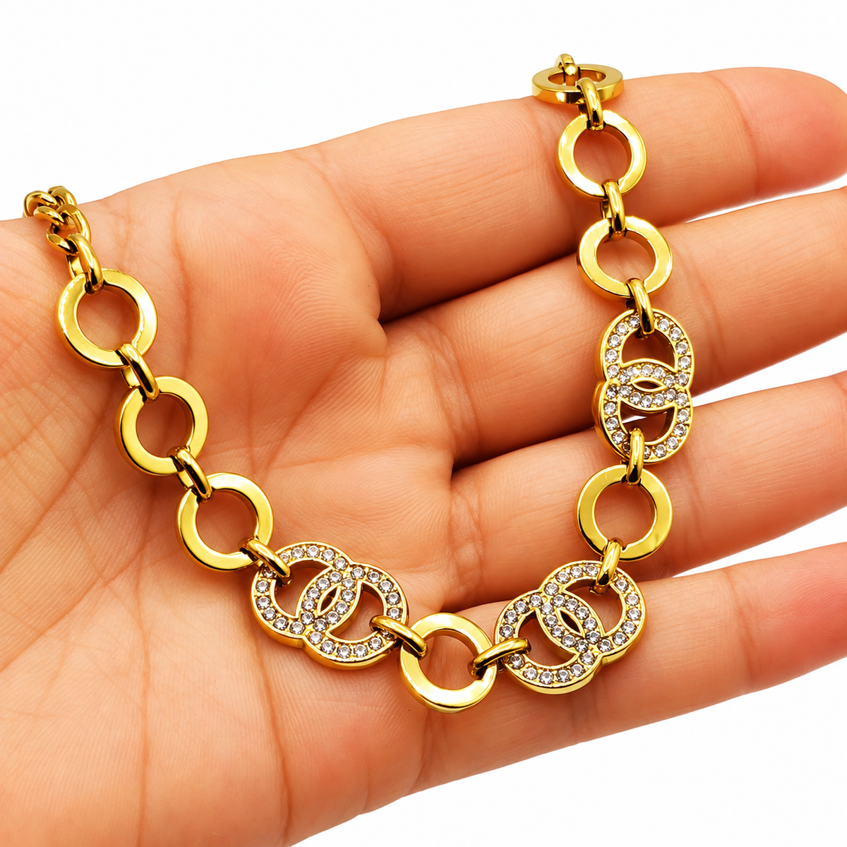 Collier Tresse Multi Double C Luxe Cristaux