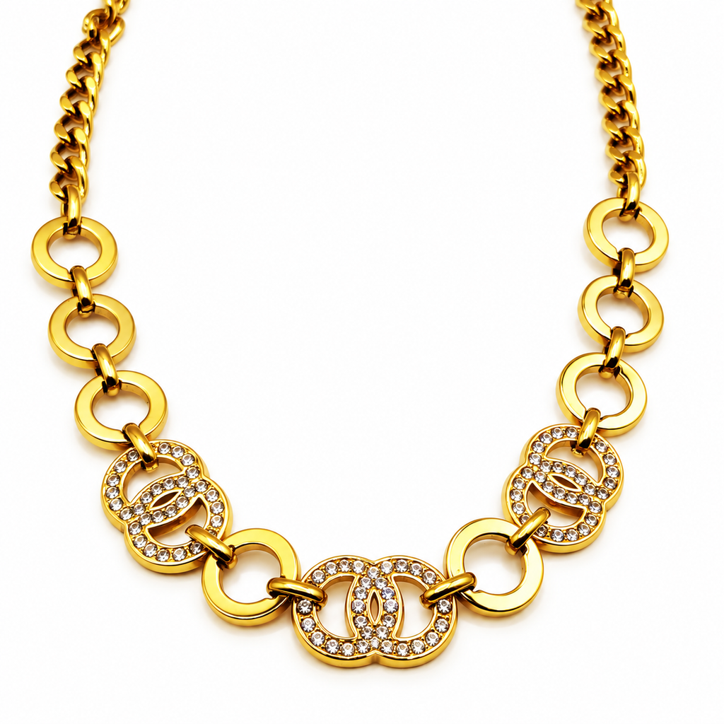 Collier Tresse Multi Double C Luxe Cristaux
