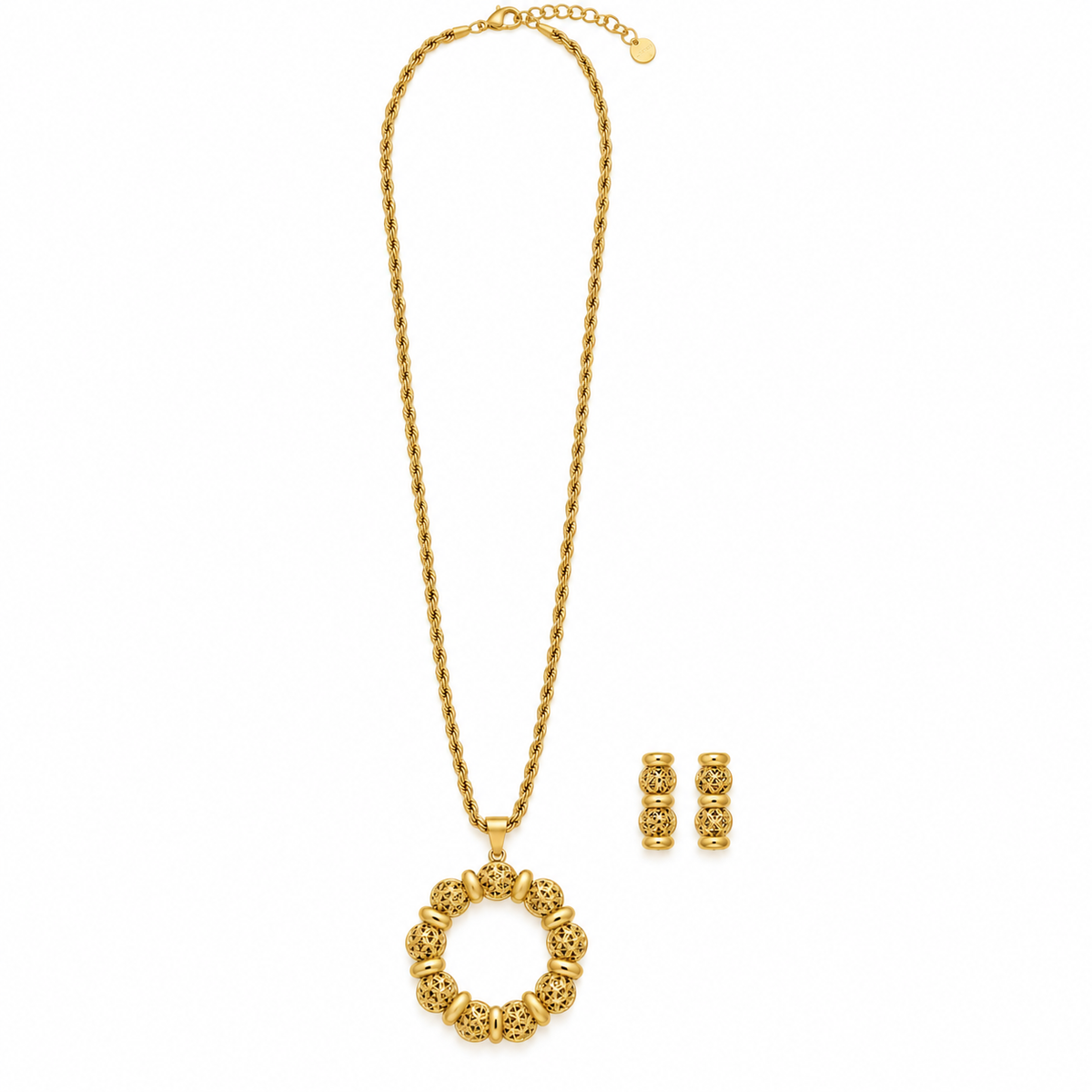 Ensemble Collier / Sautoir et Boucles d'oreilles Boules Orientales Luxe
