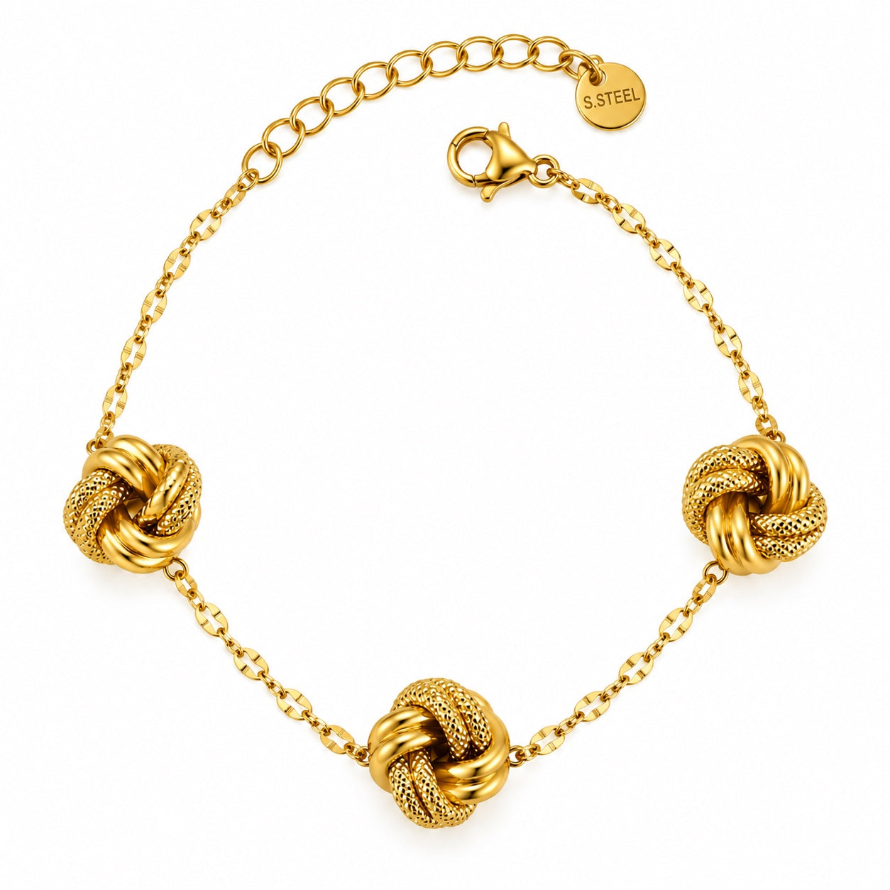 Bracelet Triple Boules de Noeuds Luxe