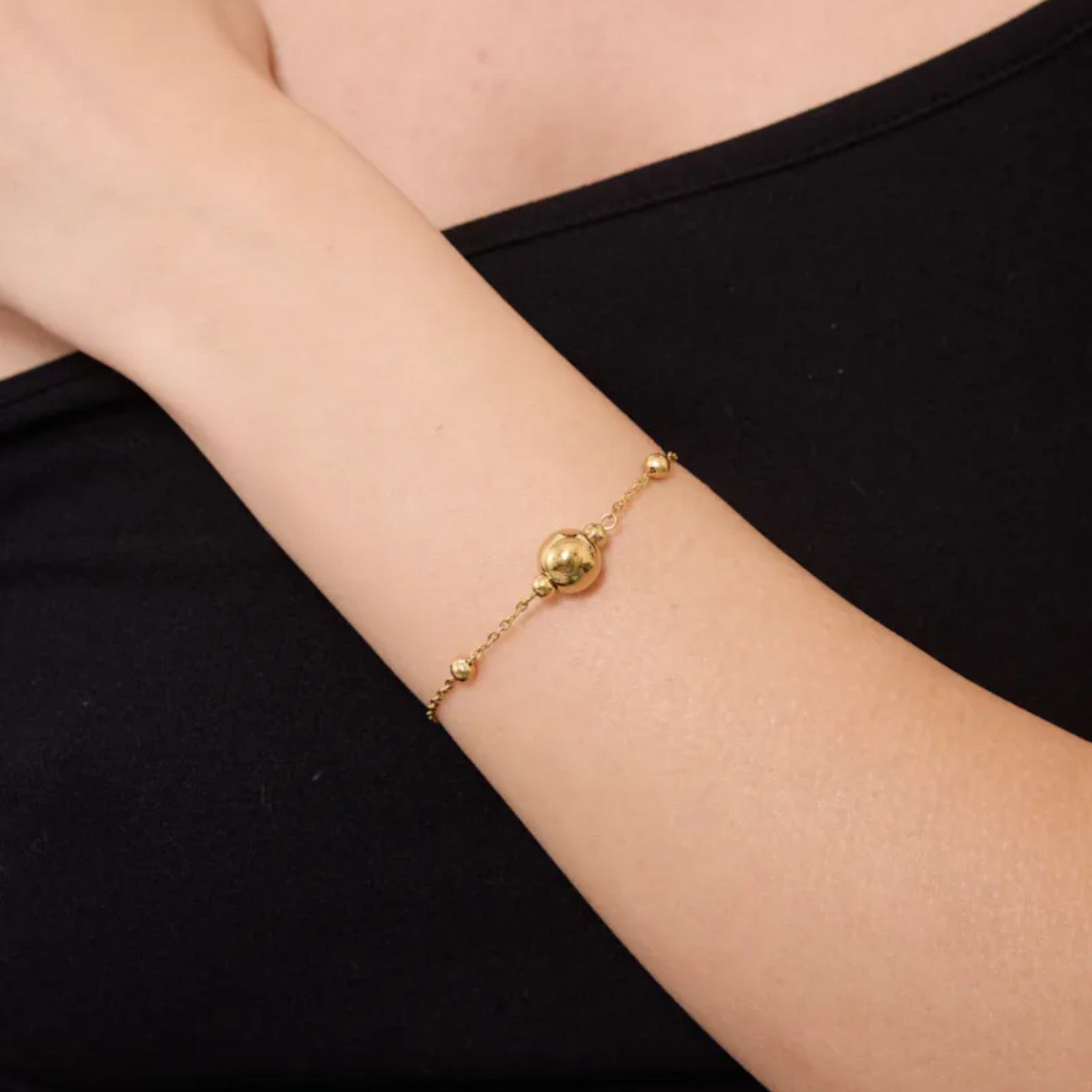 Bracelet Boules Dorées Grosses et Petites Luxe