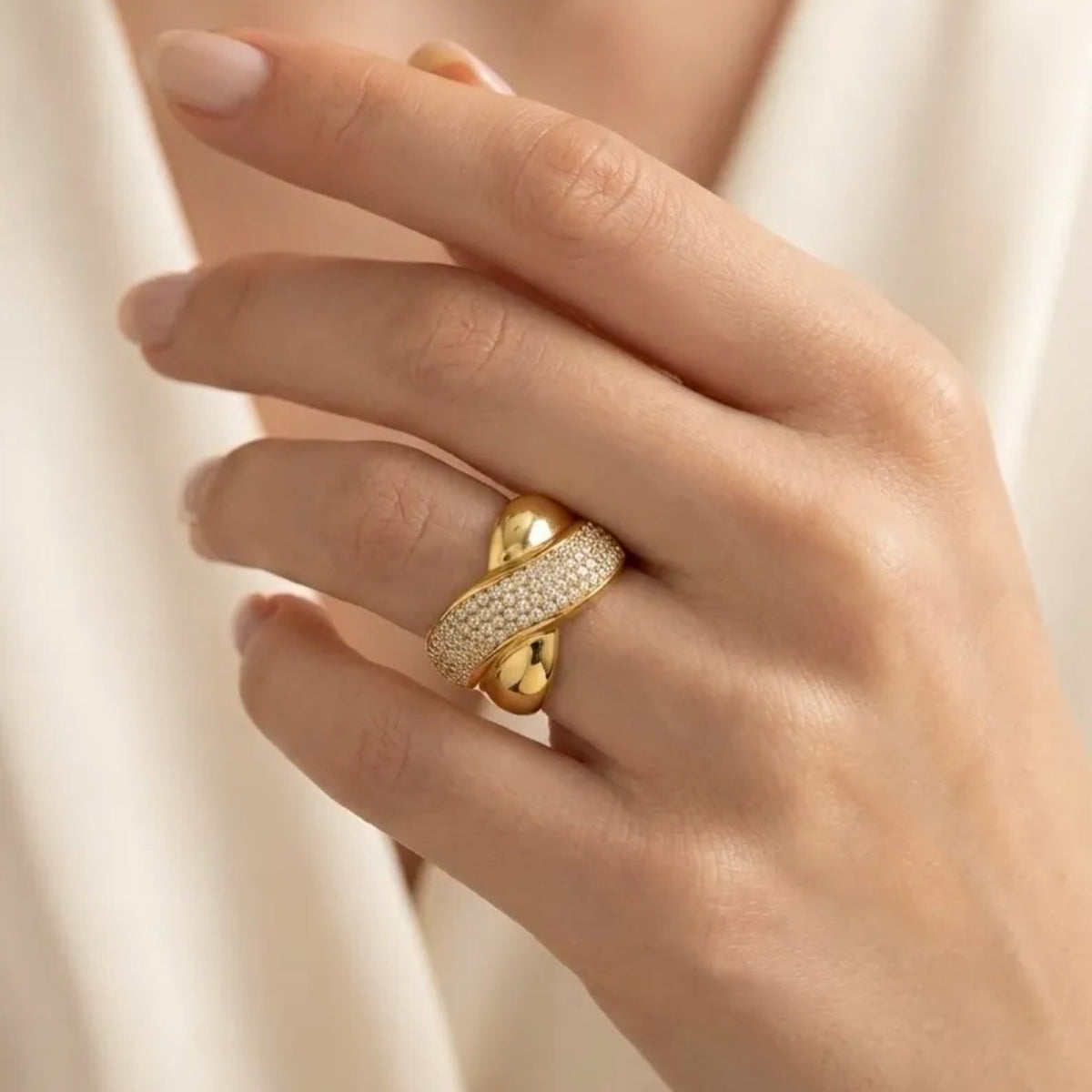 Bague Barre Cristaux Luxe