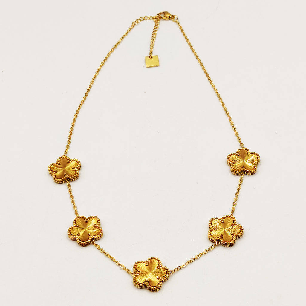 Collier Marguerites Dorées Tour Perles d'imitation Luxe
