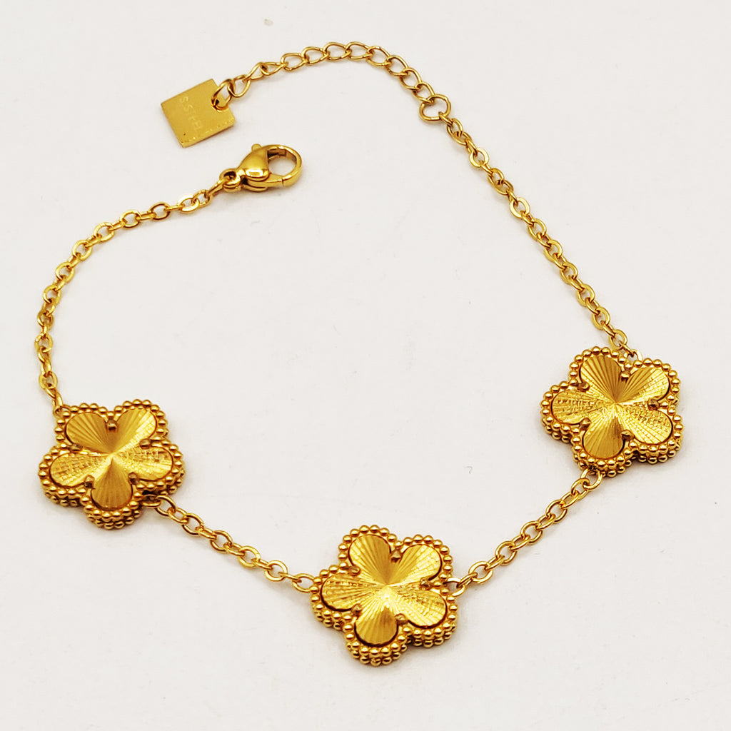 Bracelet Marguerites Dorées Tour Perles d'imitation Luxe