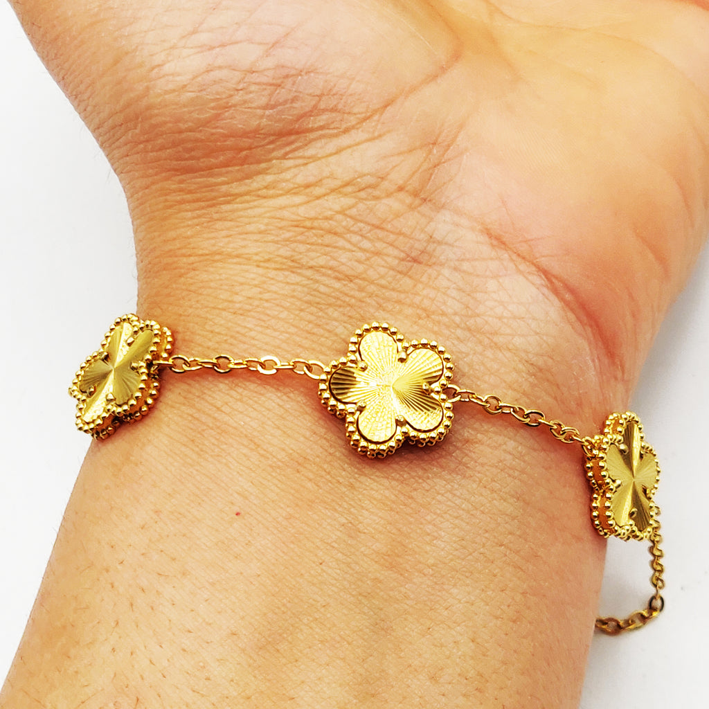 Bracelet Marguerites Dorées Tour Perles d'imitation Luxe