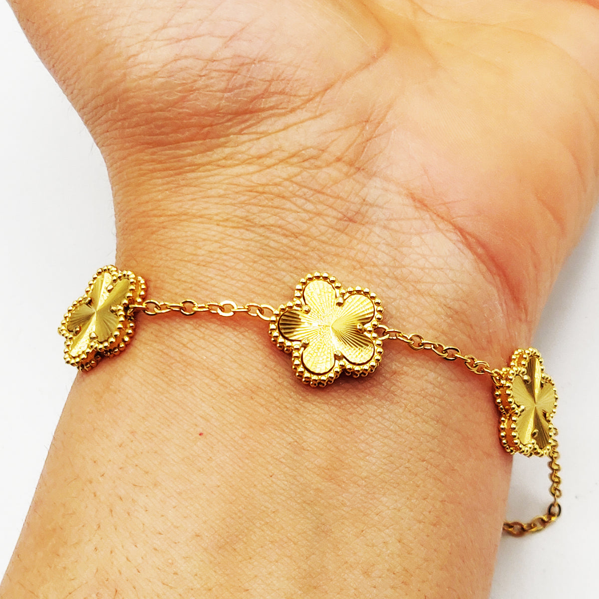 Bracelet Marguerites Dorées Tour Perles d'imitation Luxe