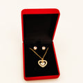 Coffret Collier et Boucles d'oreilles Coeur Double Cristaux
