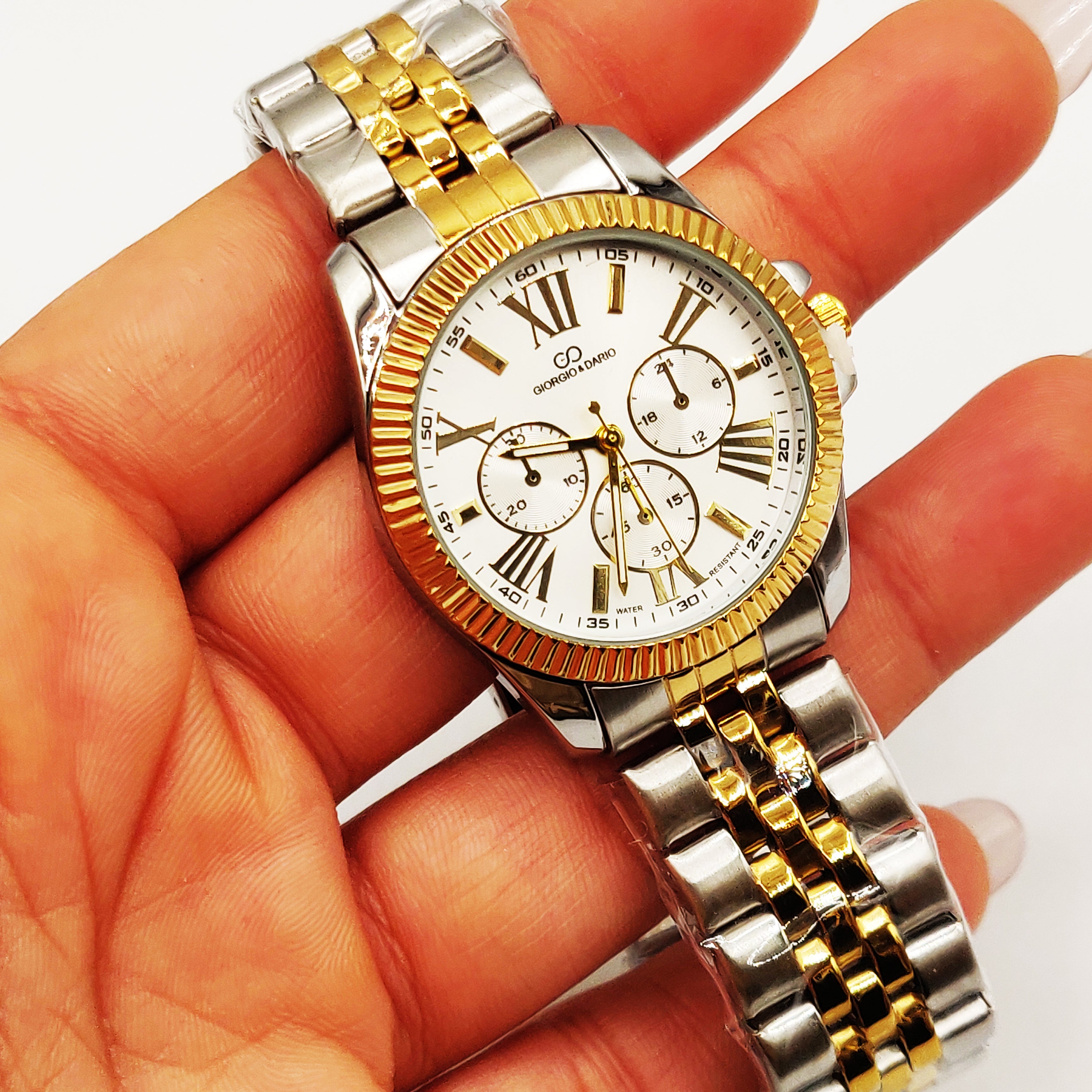 Montre HC EU6441 Fond Blanc Bracelet Argenté et Doré