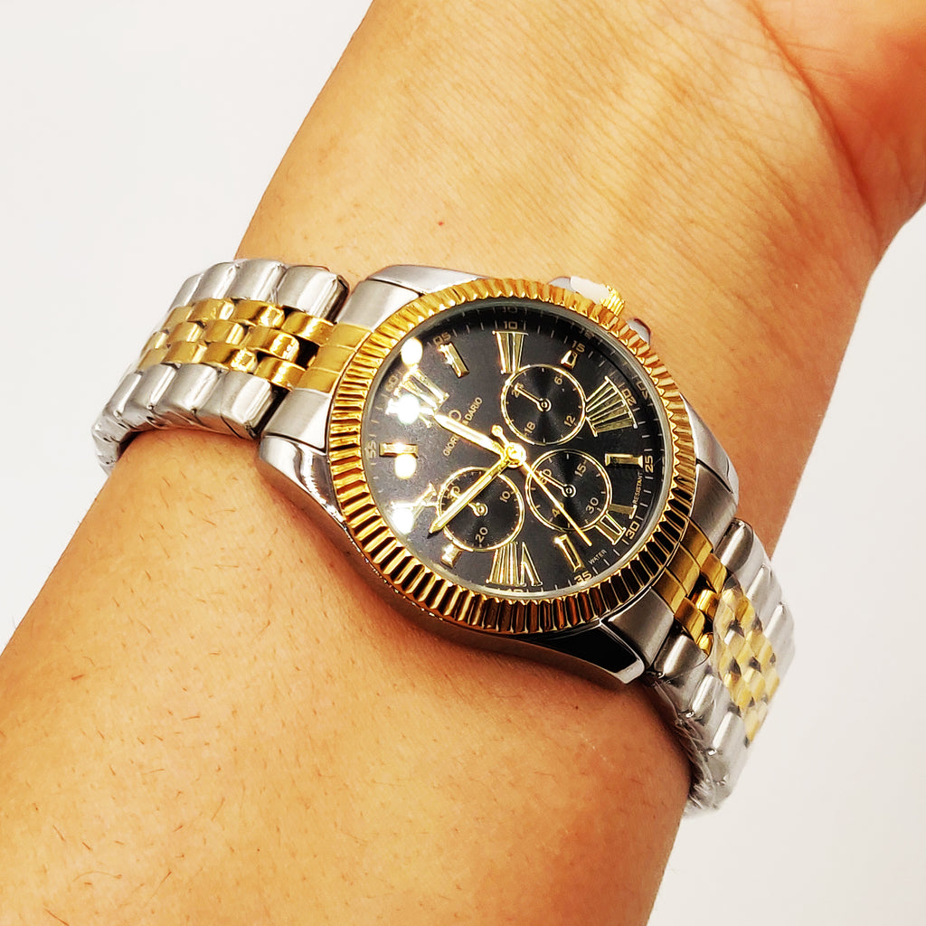 Montre HC EU6441 Fond Noir Bracelet Argenté et Doré
