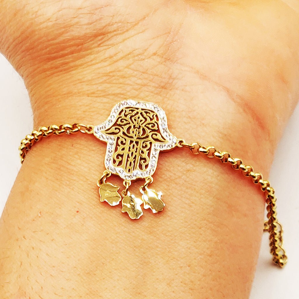 Bracelet Tresse Grande Mains De Fatma Pendentifs Mains Luxe