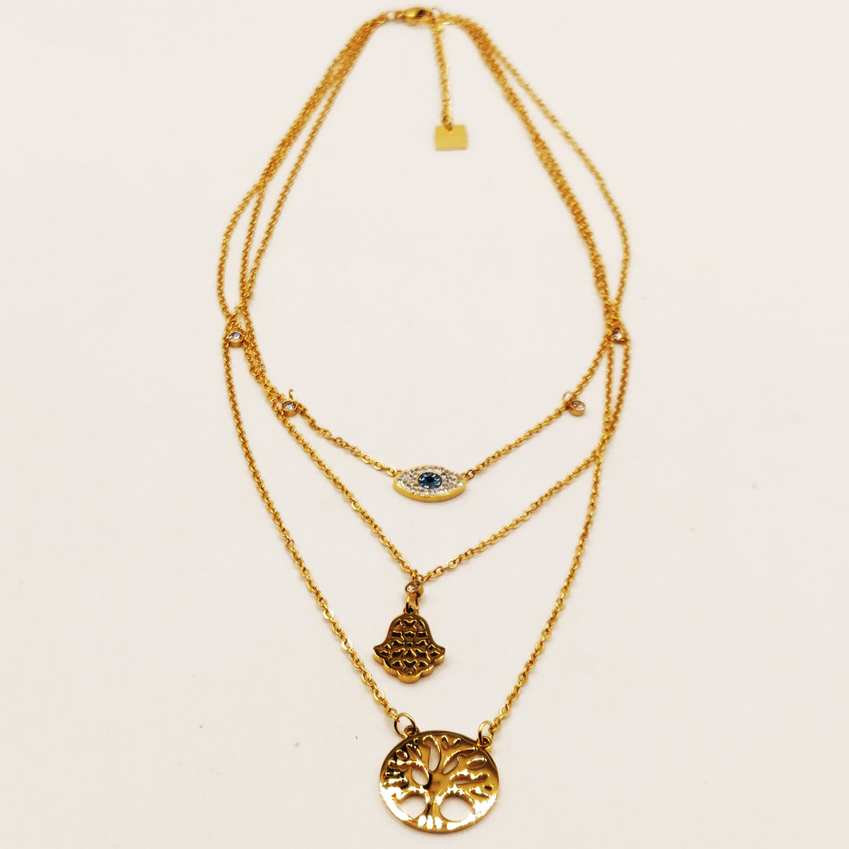 Collier Triple Eden, Main de Fatma et Oeil Luxe