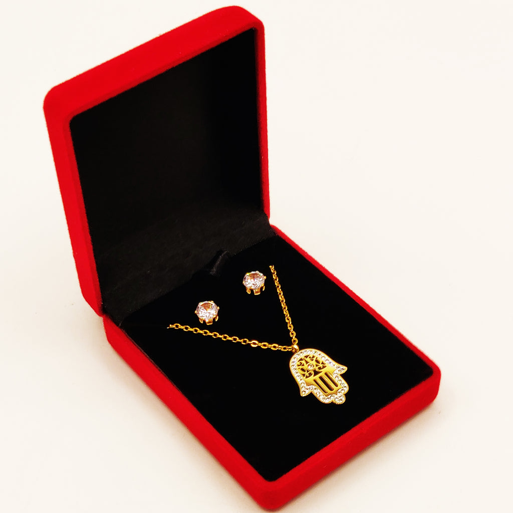 Coffret Collier et Boucles d'oreilles Main de Fatma