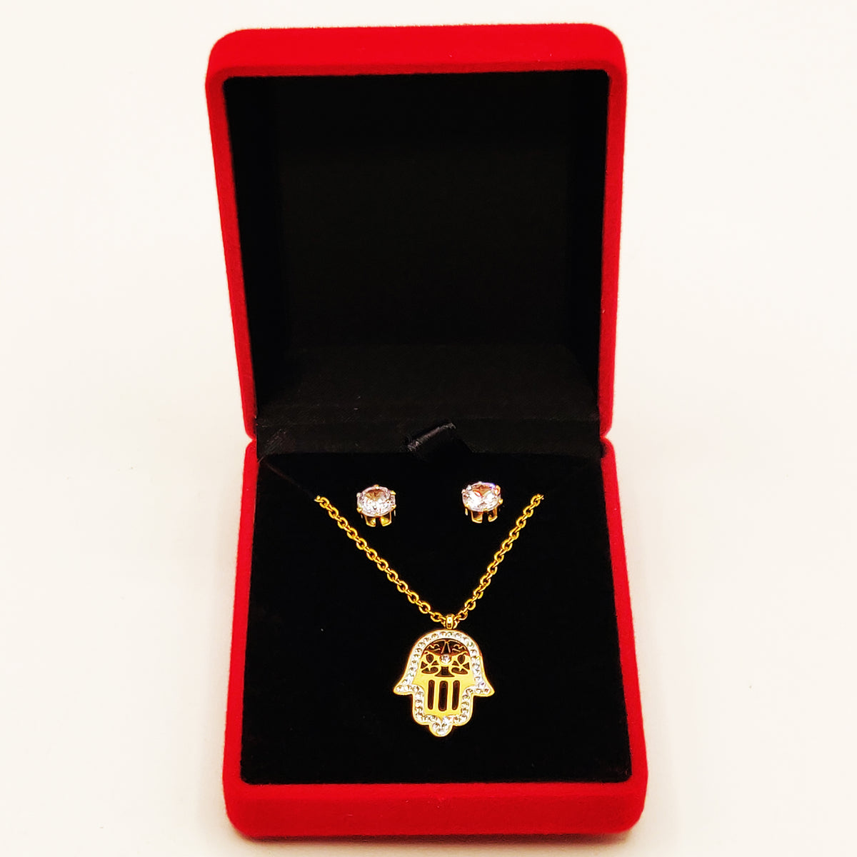 Coffret Collier et Boucles d'oreilles Main de Fatma