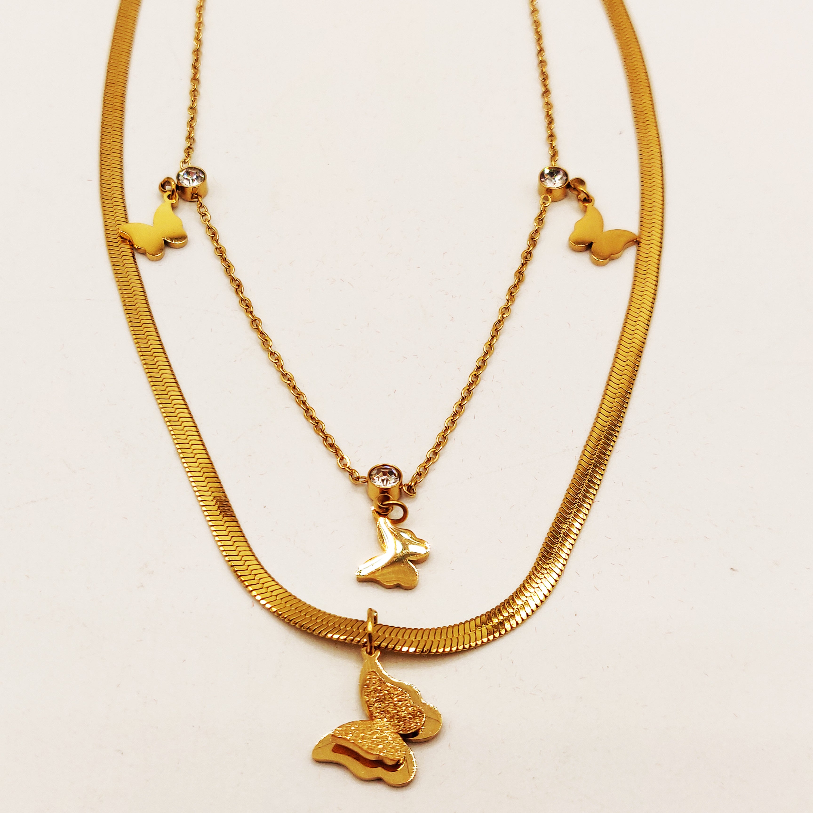 Collier Double Multi Papillons Luxe