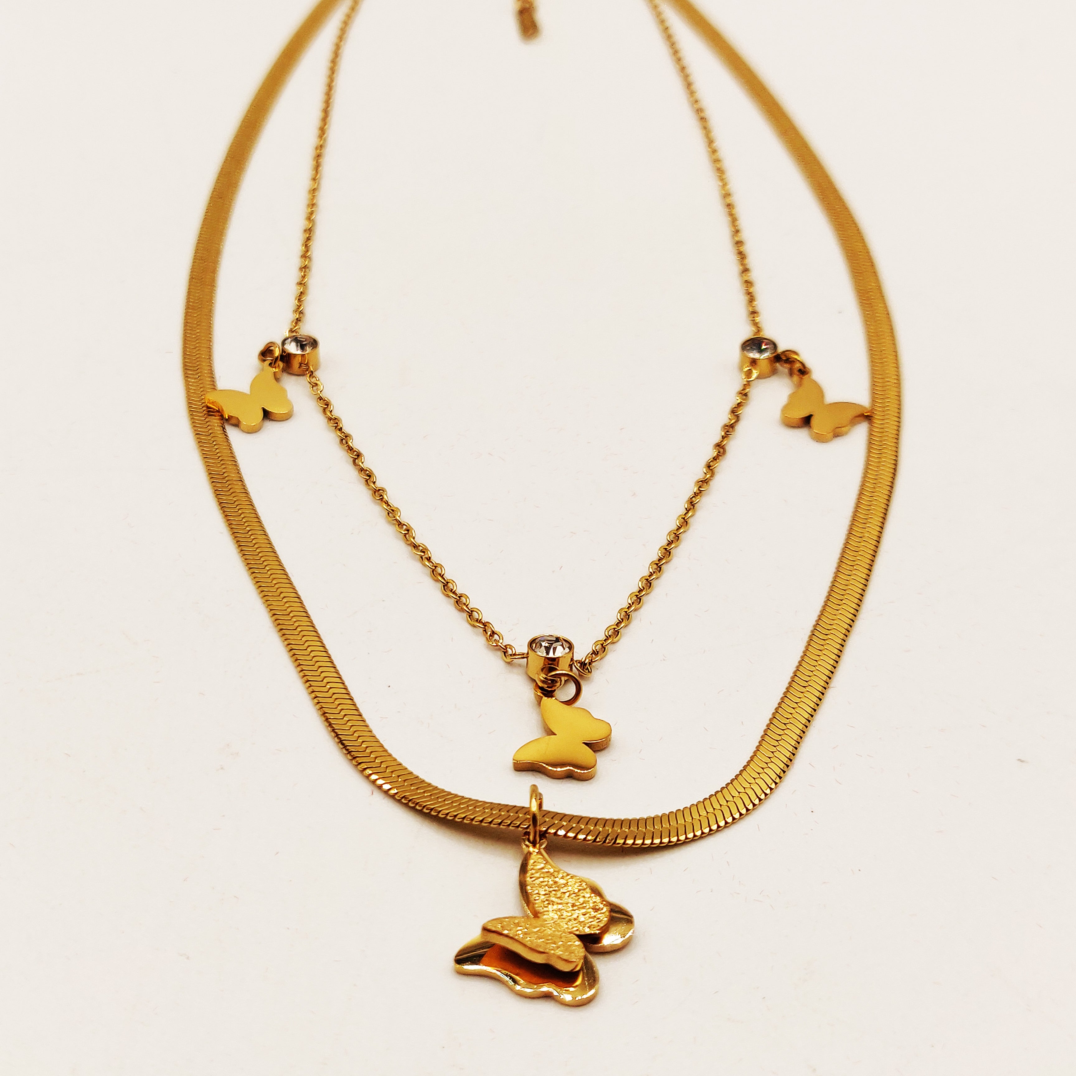 Collier Double Multi Papillons Luxe