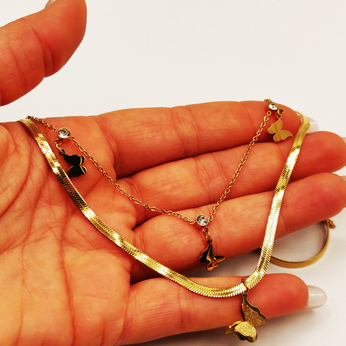 Collier Double Multi Papillons Luxe