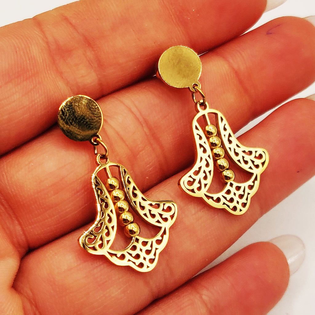 Boucles d'oreilles Mains de Fatma Design Perles d'imitation Dorées
