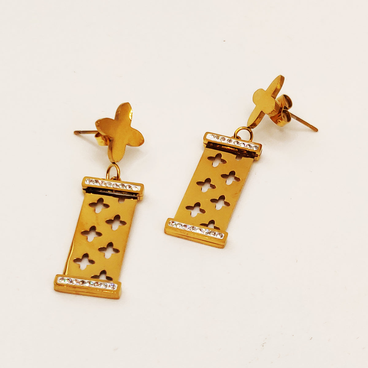 Boucles d'oreilles Tresse Plaques Trèfles Creux Luxe