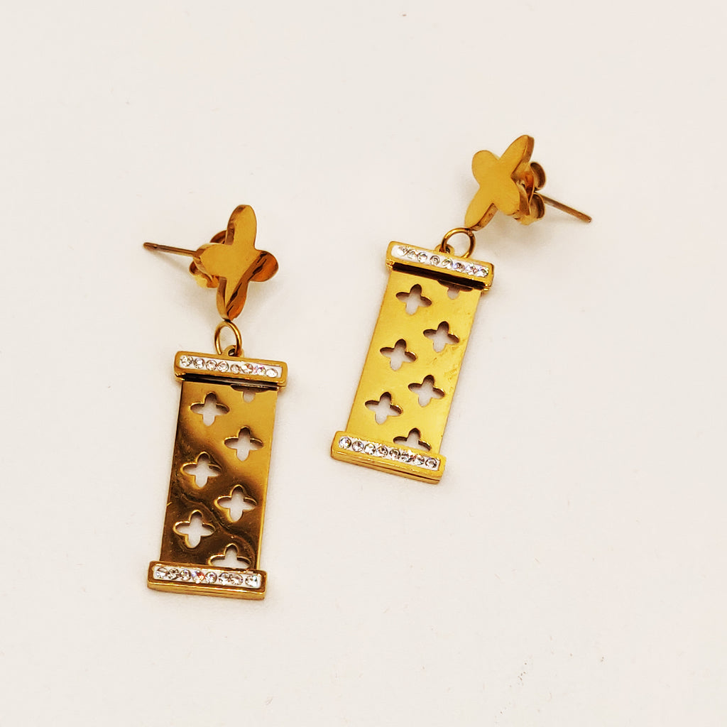 Boucles d'oreilles Tresse Plaques Trèfles Creux Luxe