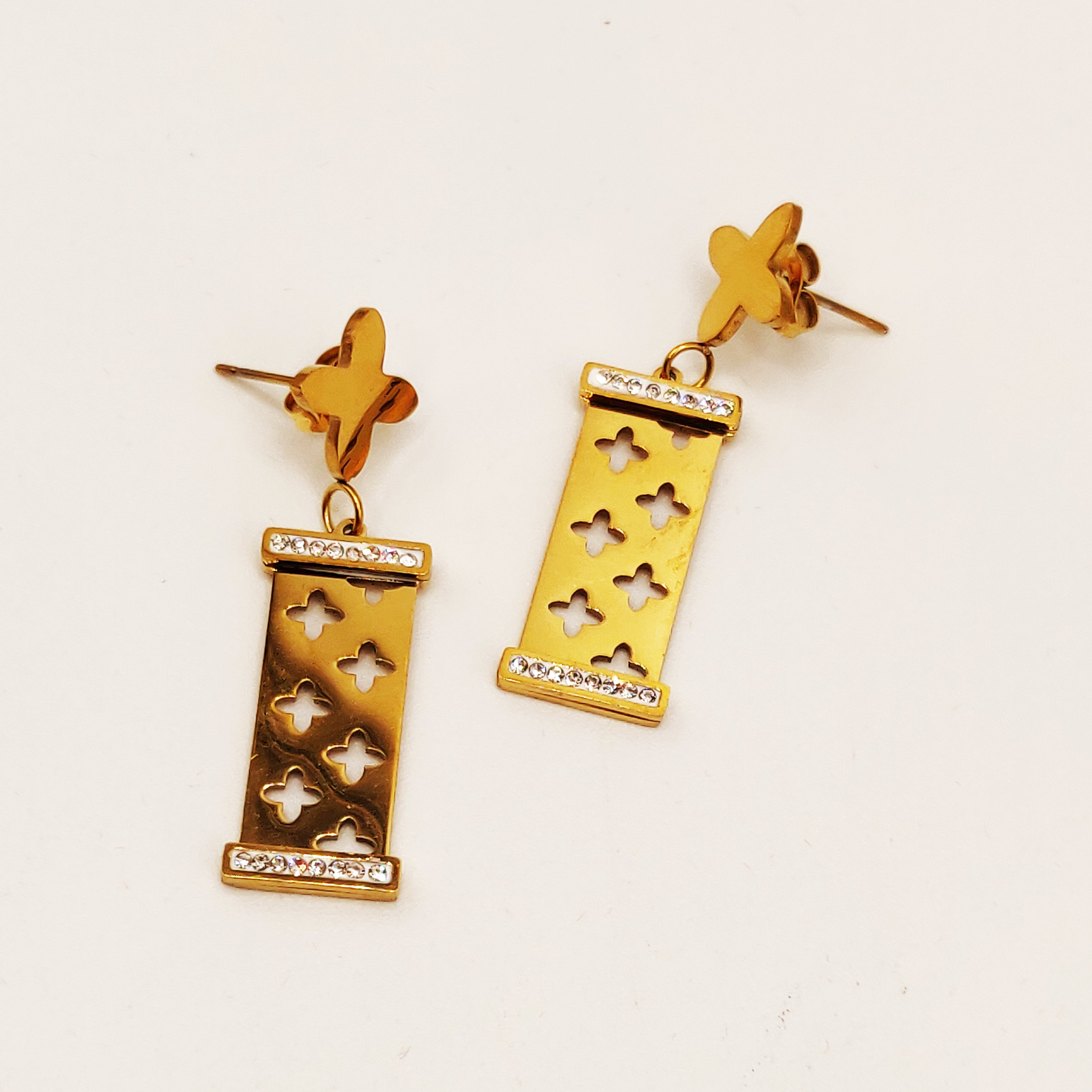 Boucles d'oreilles Tresse Plaques Trèfles Creux Luxe