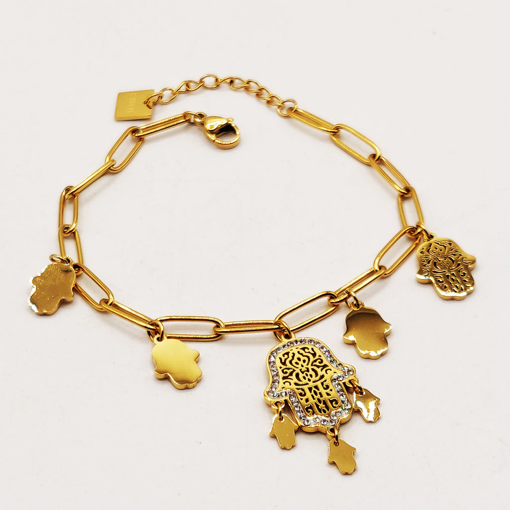 Bracelet Chaîne Multi Mains de Fatma Pendentifs Fatma Luxe