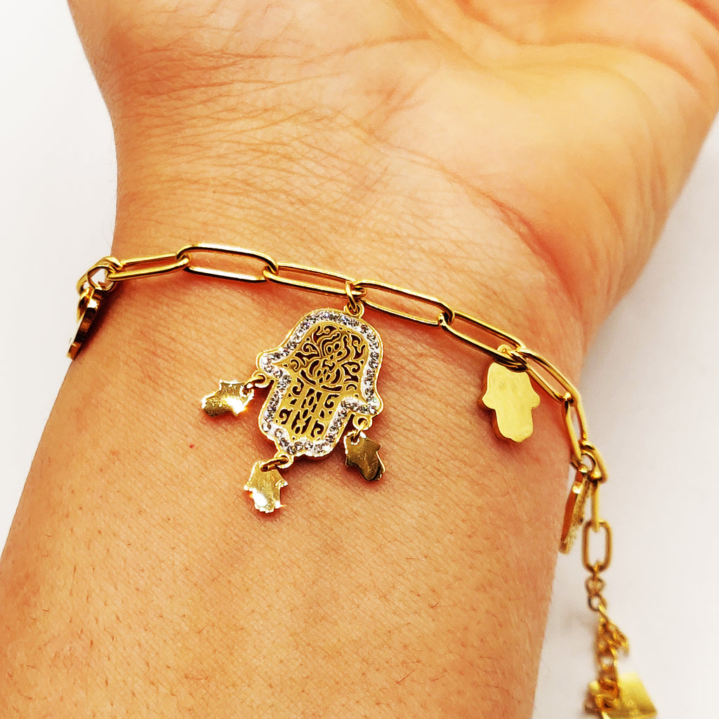 Bracelet Chaîne Multi Mains de Fatma Pendentifs Fatma Luxe