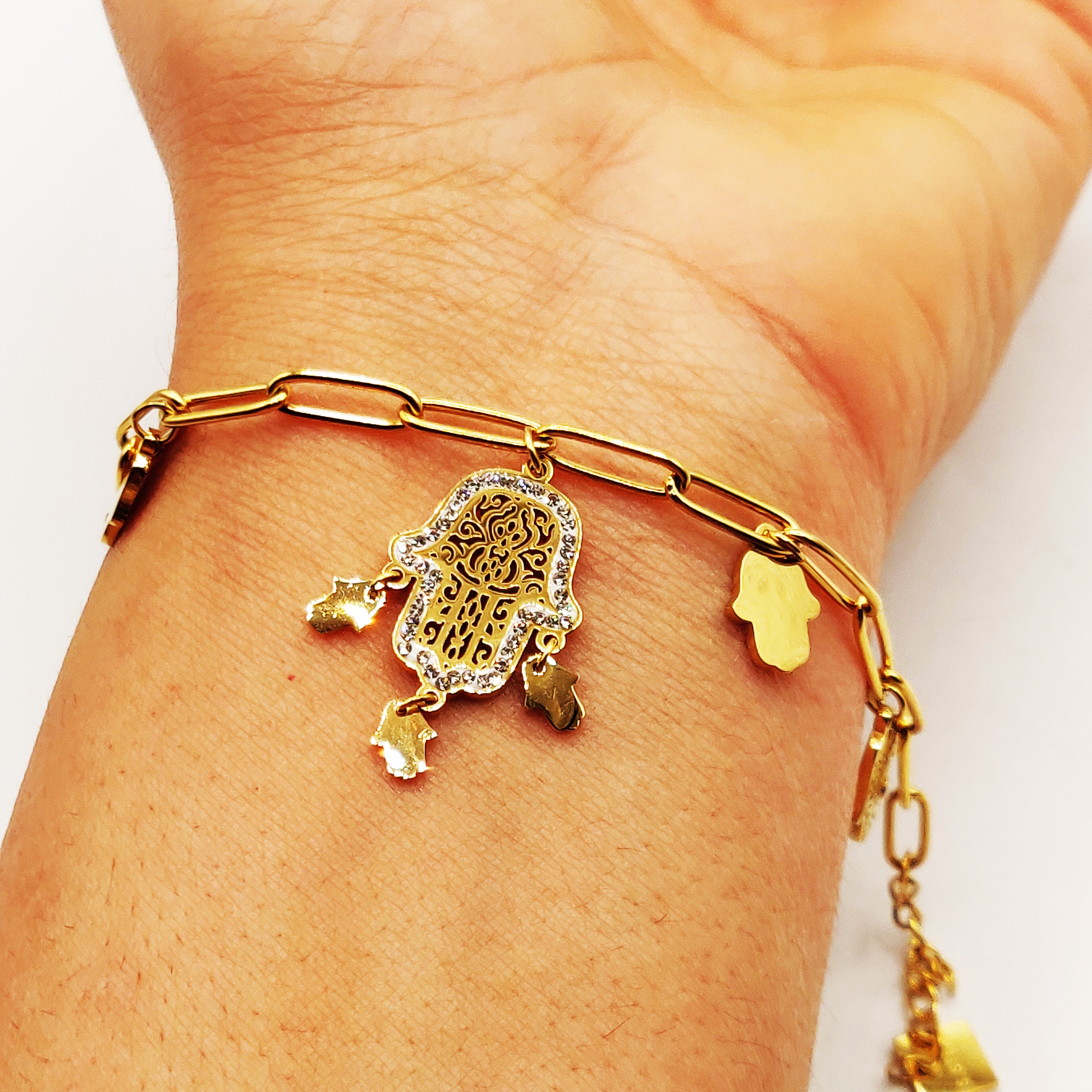 Bracelet Chaîne Multi Mains de Fatma Pendentifs Fatma Luxe