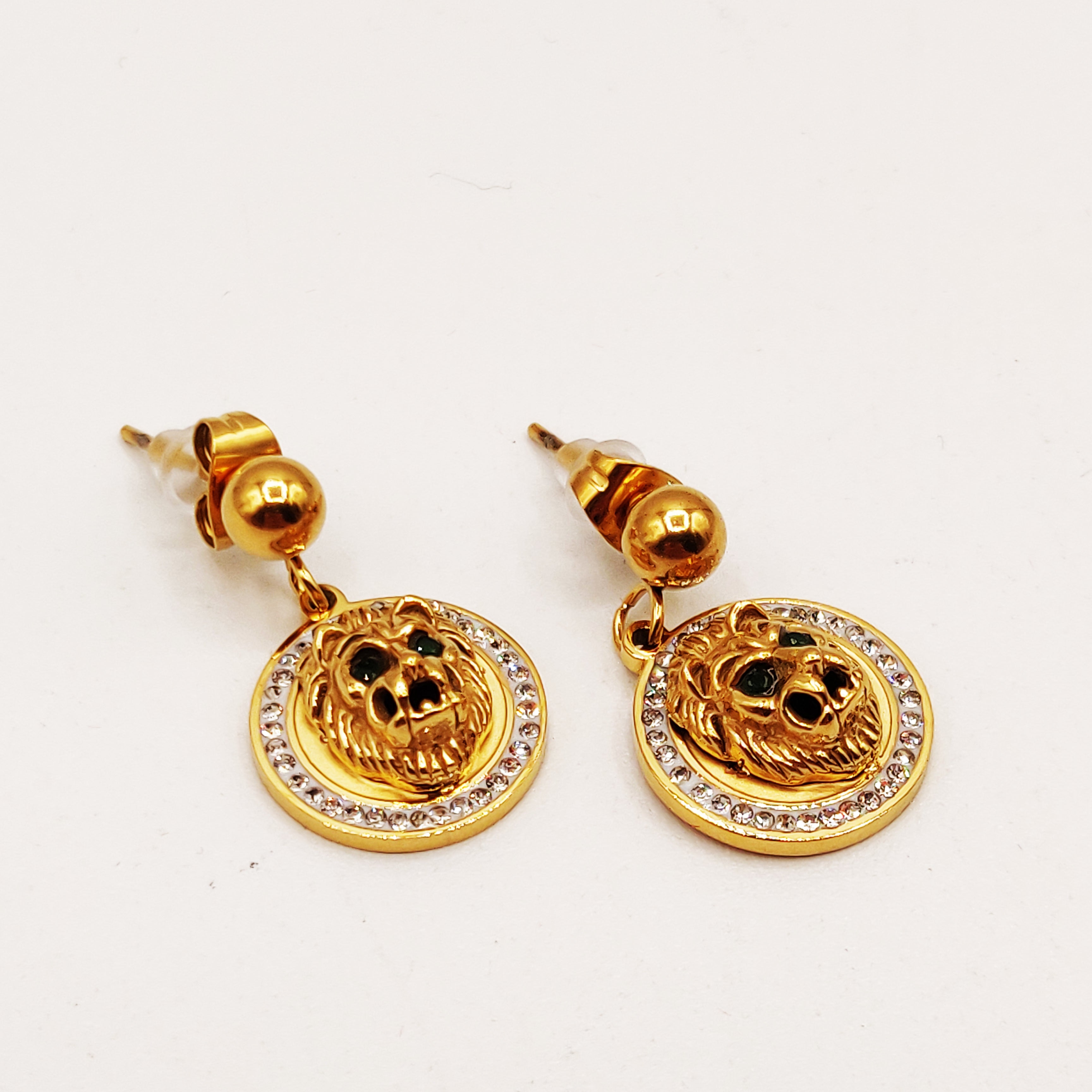 Boucles d'oreilles Lion Luxe et Perles d'imitation Dorées
