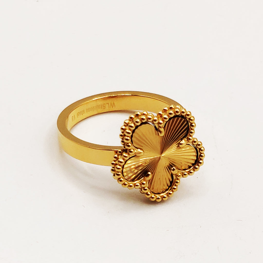 Bague Marguerites Dorées Tour Perles d'imitation Luxe