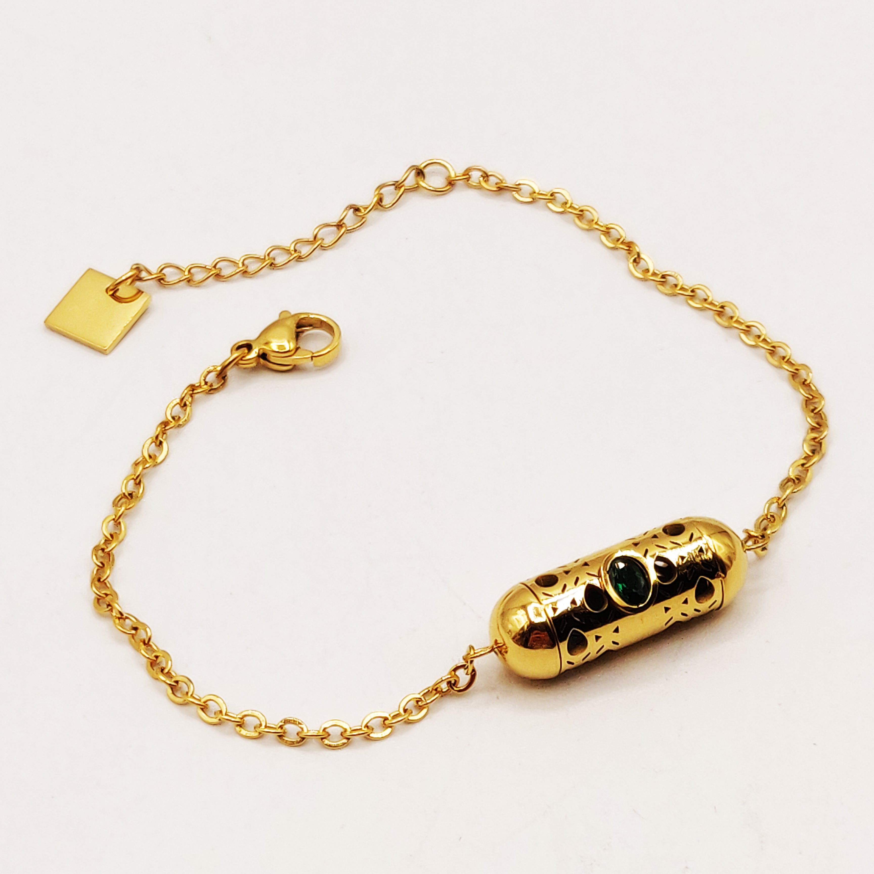 Bracelet Tube Oriental Luxe Cristal Vert