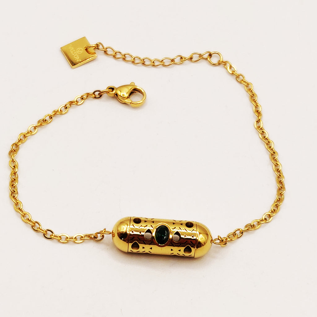 Bracelet Tube Oriental Luxe Cristal Vert