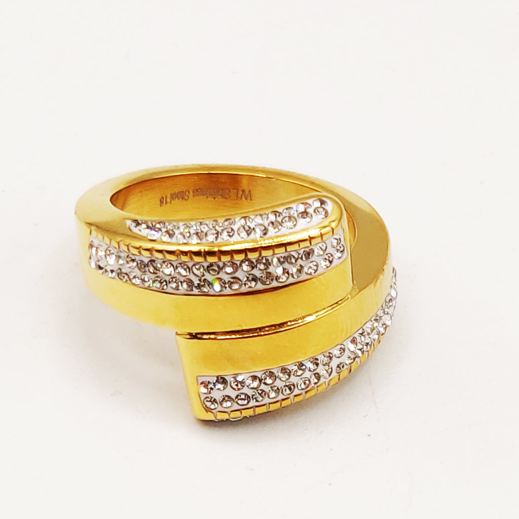 Bague Bandes Croisées Cristaux