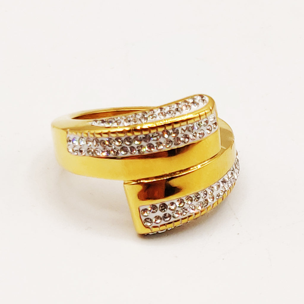 Bague Bandes Croisées Cristaux