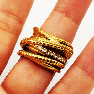 Bague Multi Anneaux Mélangés Luxe