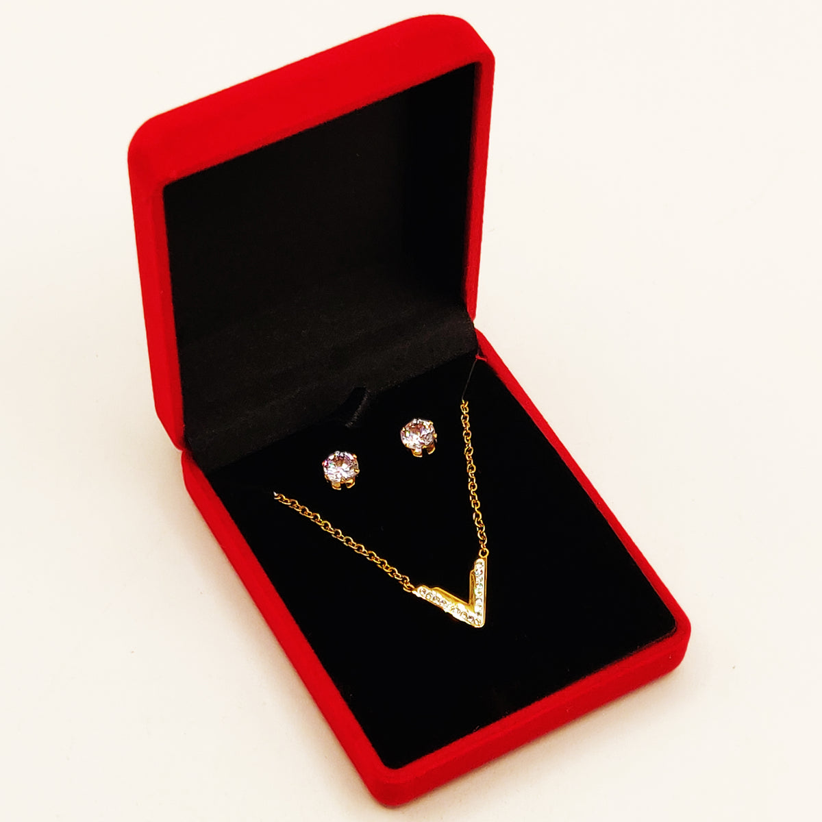 Coffret Collier et Boucles d'oreilles V Cristaux