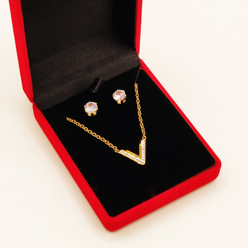 Coffret Collier et Boucles d'oreilles V Cristaux
