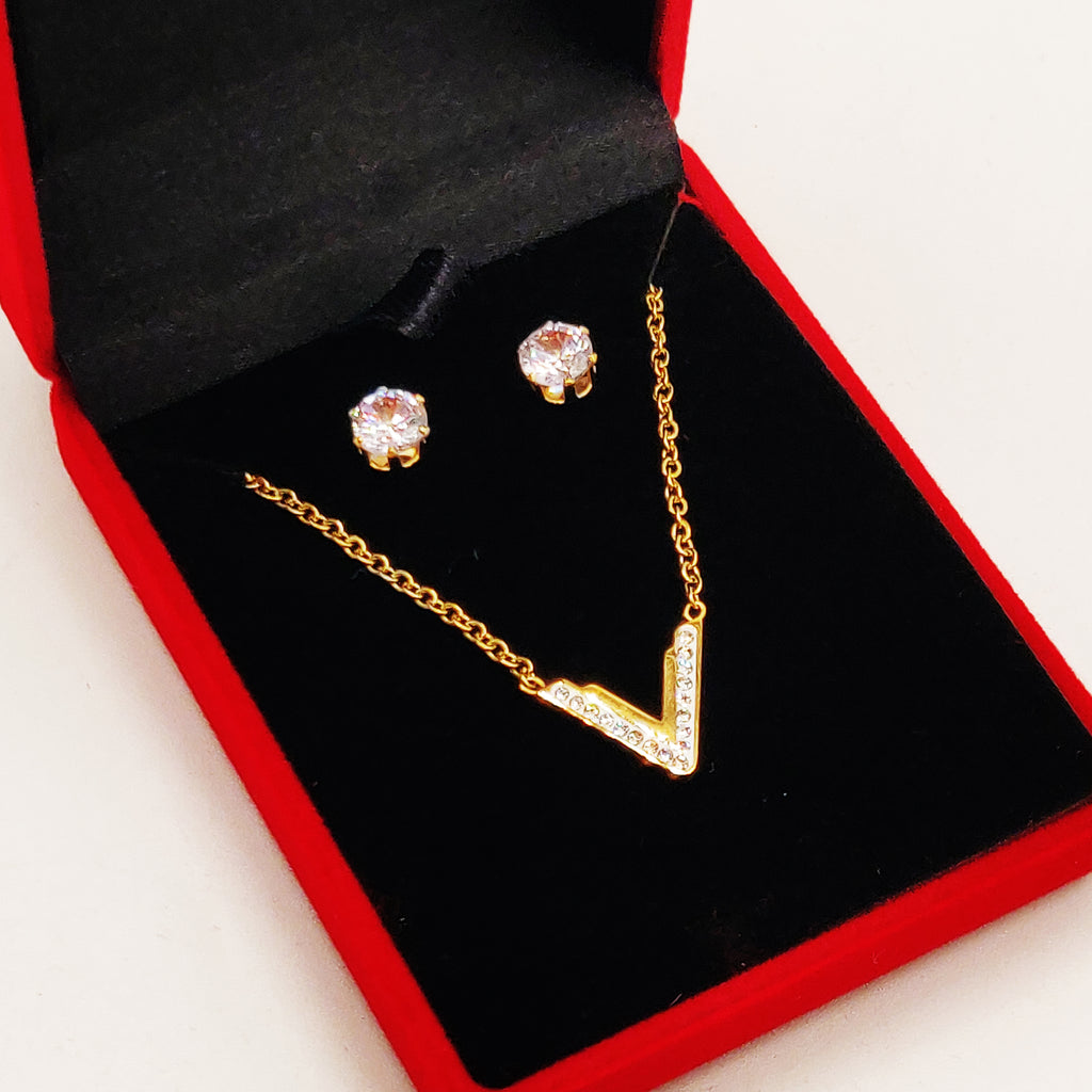 Coffret Collier et Boucles d'oreilles V Cristaux
