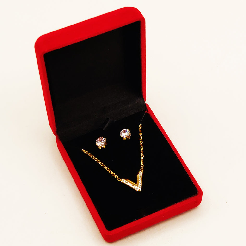 Coffret Collier et Boucles d'oreilles V Cristaux