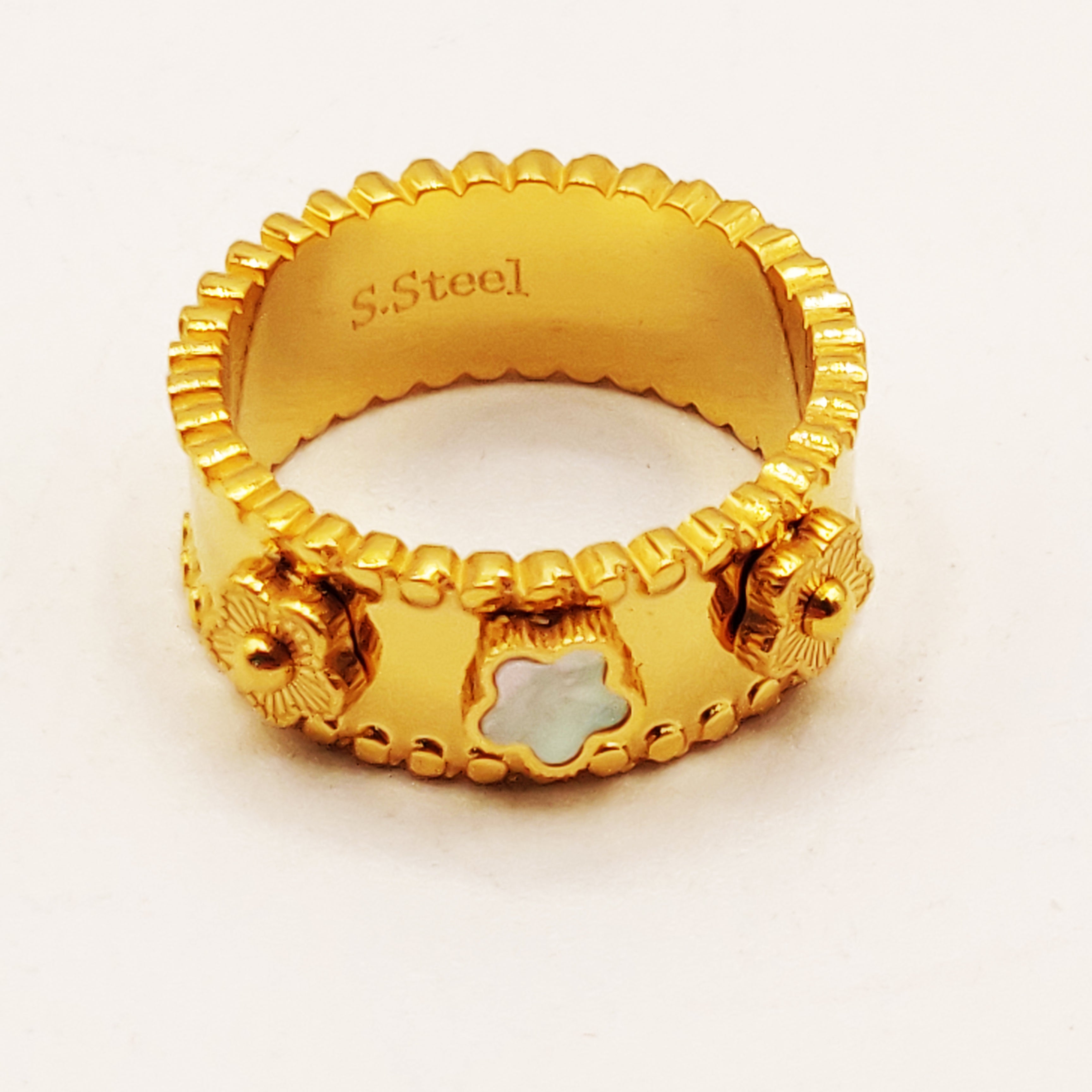 Bague Marguerites Dorées et Blanches Luxe
