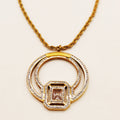 Collier Torsade Multi Lignes Grand Pendentif Cercle Cristal Carré Luxe