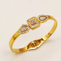 Bracelet Rigide Double Gouttes et Cristal Carré Luxe