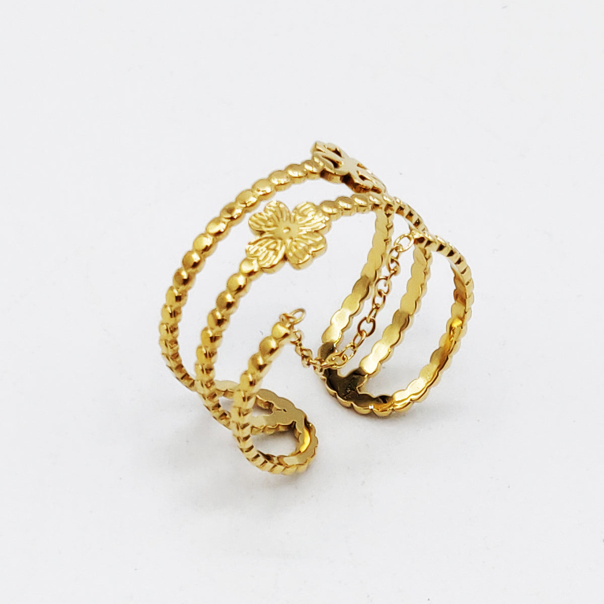 Bague 2 Trèfles et Chaîne